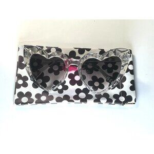 BETSEY JOHNSON Clear Heart Sunglasses NWT Faceted Glam $99 MSRP
